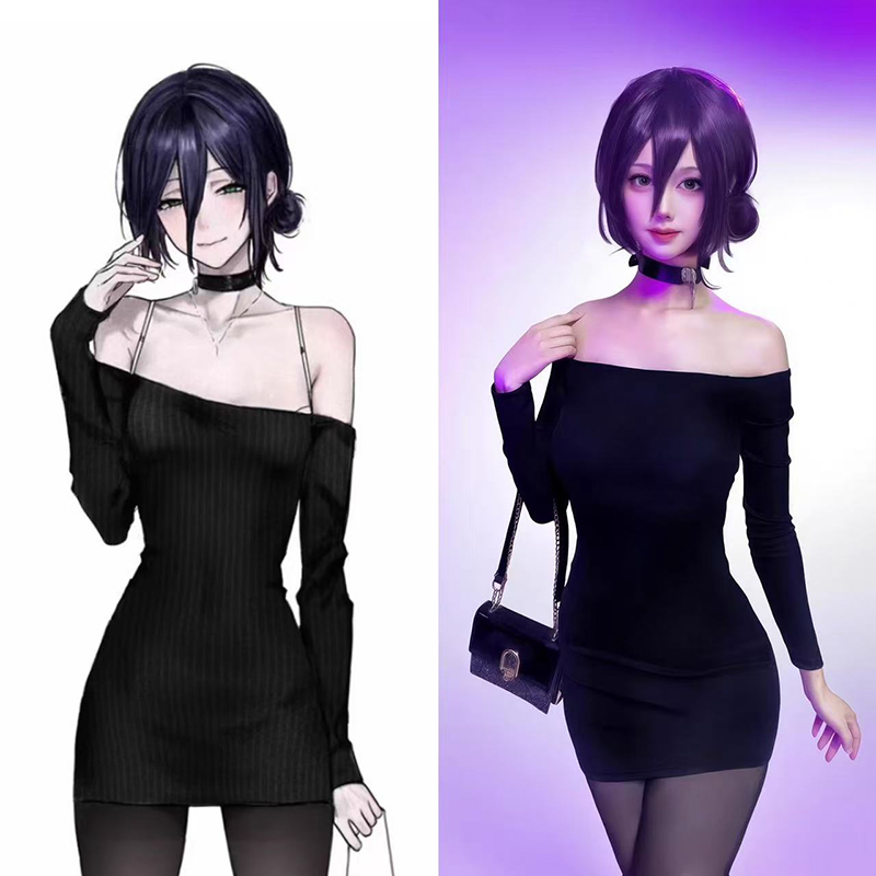 Anime Cosplay Black Girl - 애니메이션 체인소맨 레제 코스프레 의상 여성