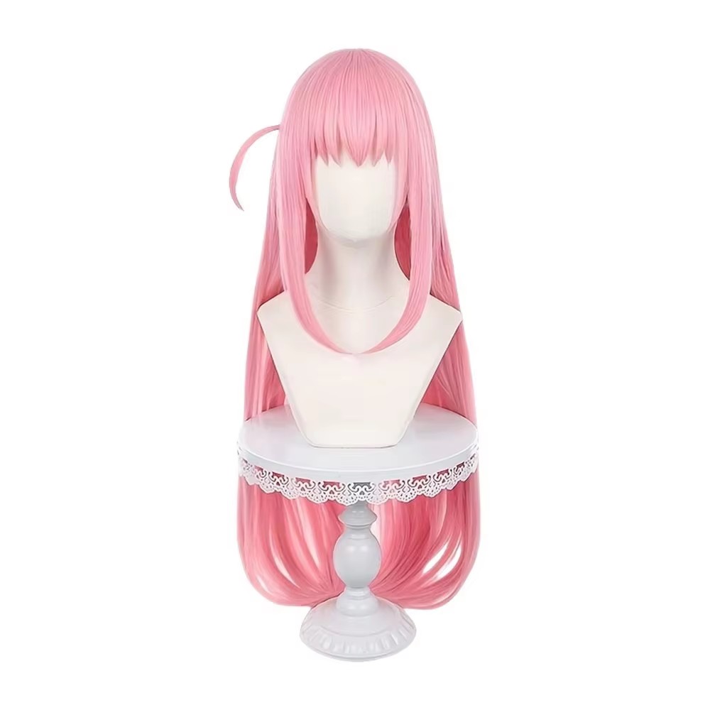 Anime Cosplay Girl Easy - 긴 직선형 핑크색 가발(뱅 포함)과 사이드