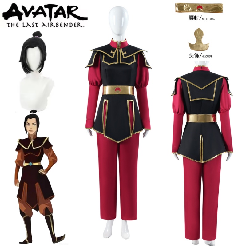 Cosplay Avatar Anime - 아줄라 코스프레 의상 레드 슈트 헤드웨어