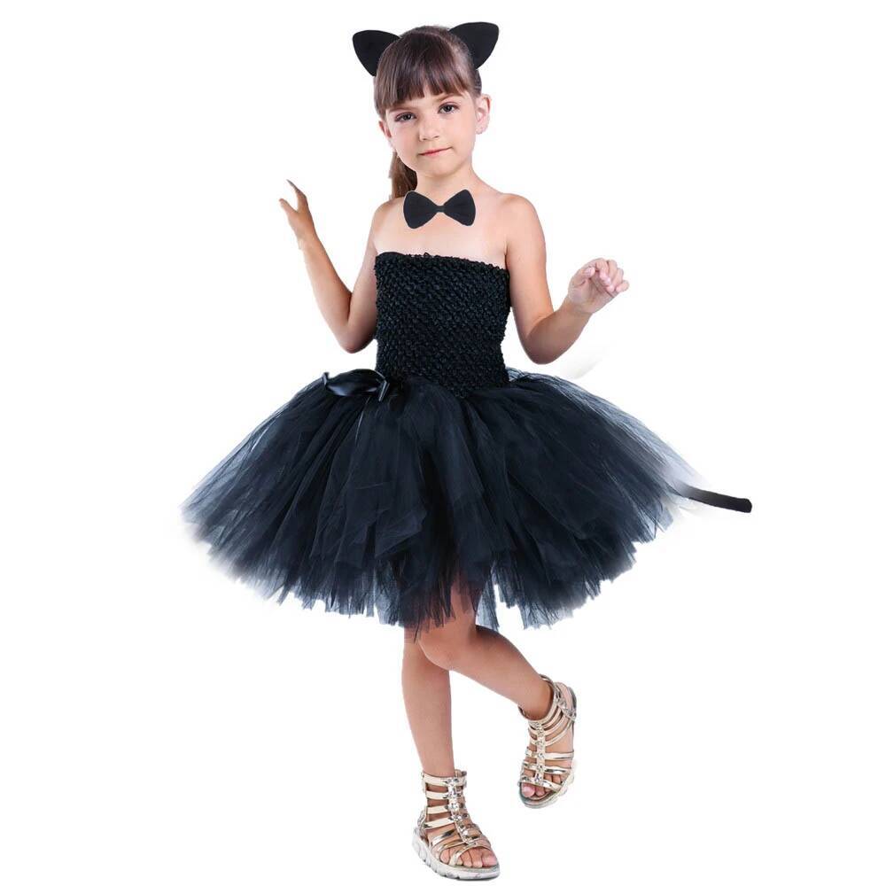 Anime Cosplay Black Girl - 귀여운 검은 고양이 투투 드레스 아기