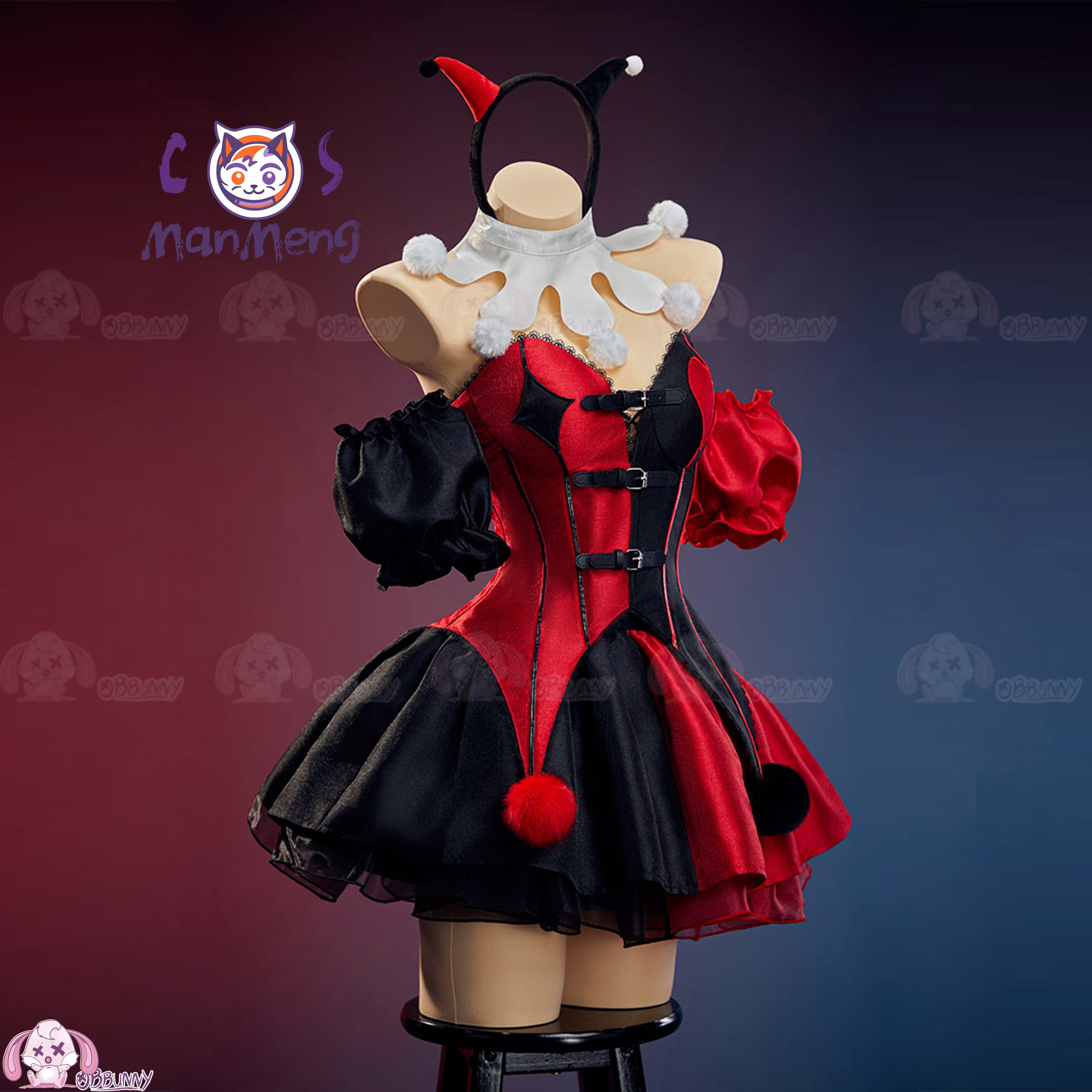 새로운 광대 고딕 로리타 허리 스커트 레드와 블랙 컬러 - Anime Cosplay Lolita 리뷰 및 가격