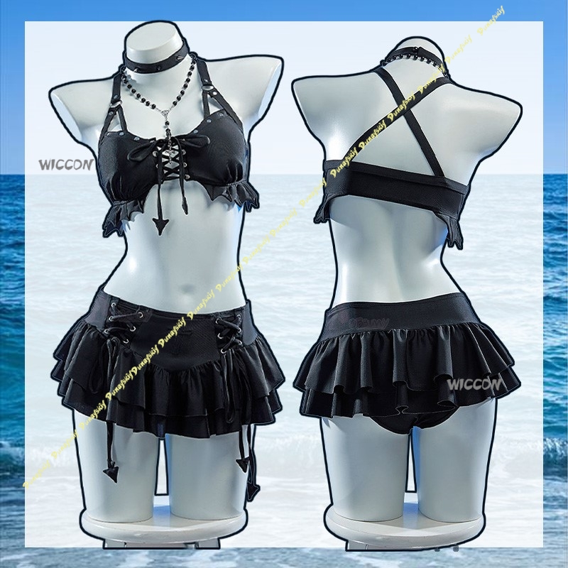코스프레 의상 소녀 섹시 수트 미 하이 샤 수영복 고딕 - Anime Cosplay Black Girl 리뷰 및 가격