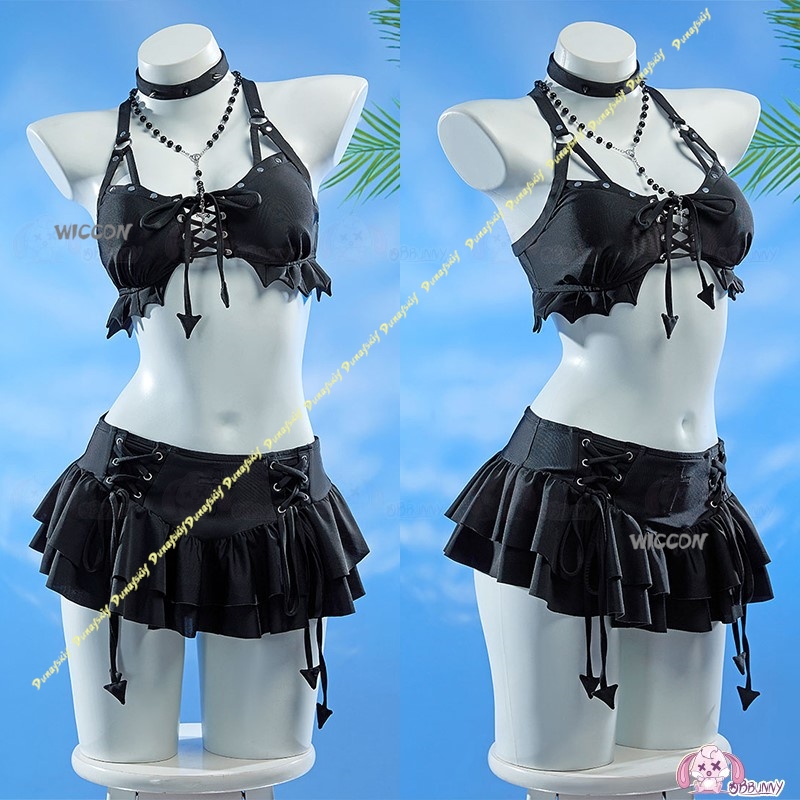 코스프레 의상 소녀 섹시 수트 미 하이 샤 수영복 고딕 - Anime Cosplay Black Girl 리뷰 및 가격